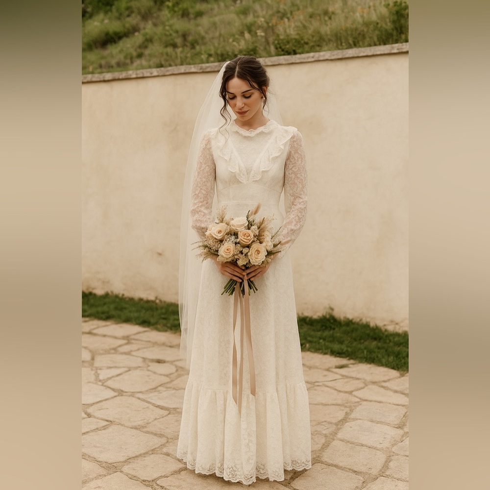 Vintage Cream Lace Wedding Dress